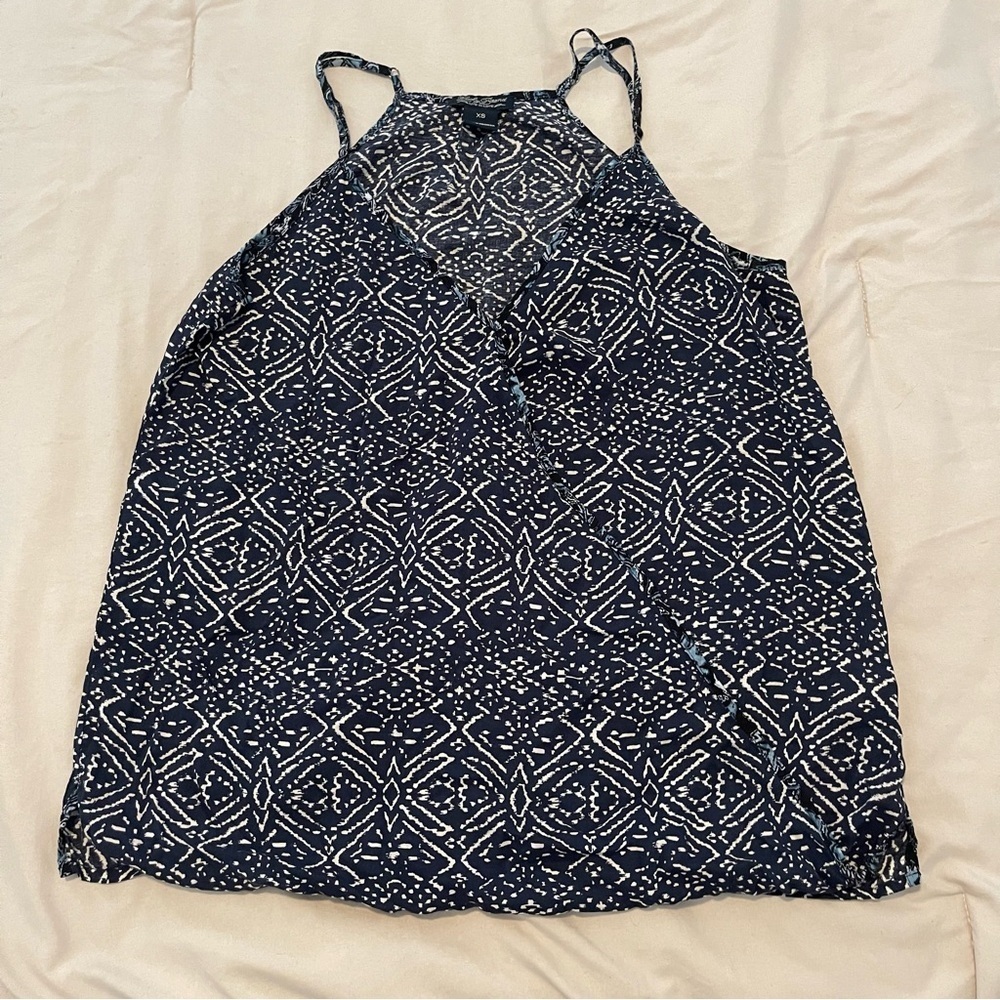 Lucky Brand Navy and White Patterned Wrap Camisole Size XS